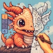 Draw picture by numbers. Pixel Art.